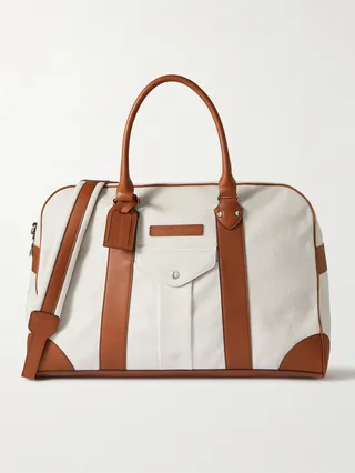 Borsa Leather-Trimmed Canvas Weekend Bag