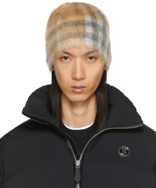 Burberry Beige Check Beanie