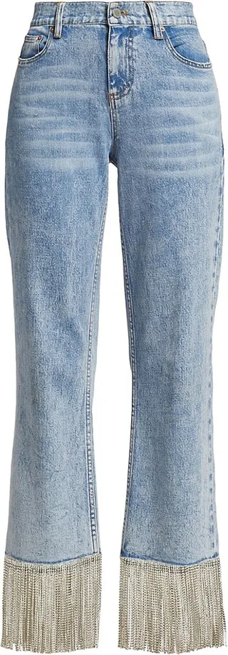 Amazing Boyfriend Fringe-Trim Jeans