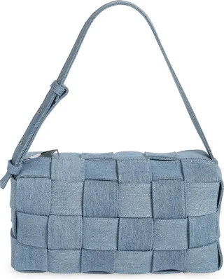 Cassette Intrecciato Denim Print Leather Shoulder Bag