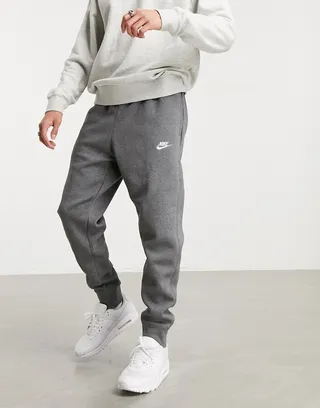 Nike Club cuffed sweatpants in charcoal heather - gray