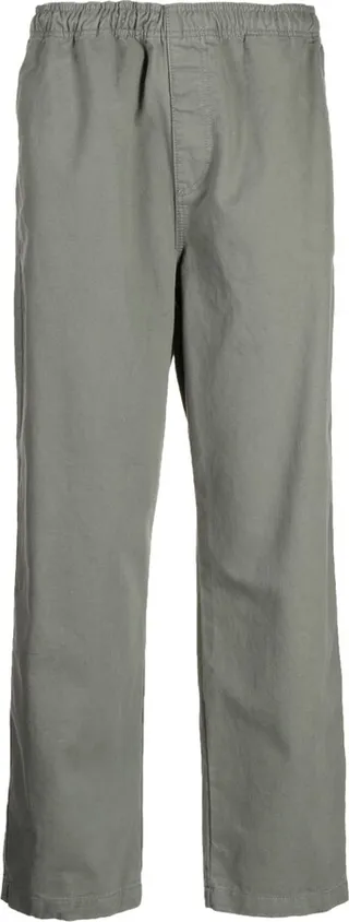 Elasticated-Waist Straight-Leg Trousers