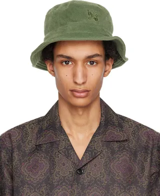 NEEDLES Green Embroidered Bucket Hat