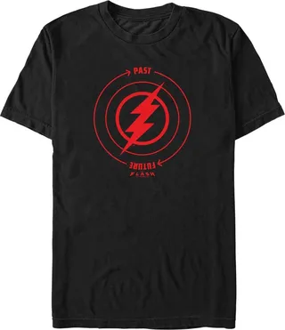 Men's The Flash Time Travel Lightning Bolt T-Shirt - Black - 3X Large
