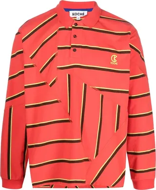 Stripe-Pattern Polo Shirt