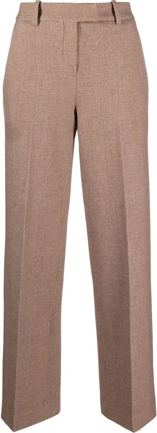 Check-Pattern Straight-Leg Trousers