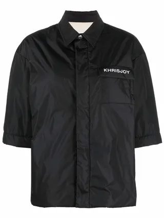 Logo-Print Short-Sleeved Shirt Jacket