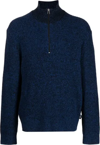 Half-Zip Ribbed-Knit Jumper