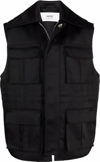 Pocket-Detail Flared Gilet