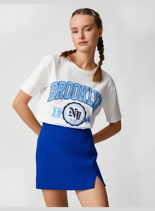 Relax Fit Crew Neck Short Sleeve Varsity T-Shirt
