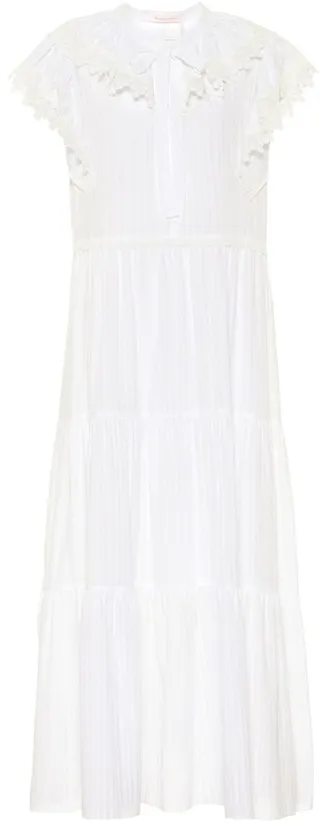 Cotton-voile midi dress