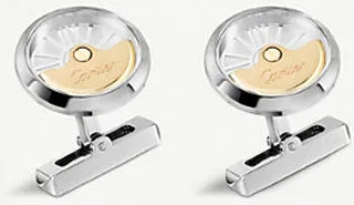 Mens Palladium Oscillating Yellow-gold and Palladium-plated Sterling Silver Cufflinks