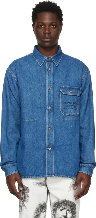 JW Anderson Blue Printed Denim Jacket