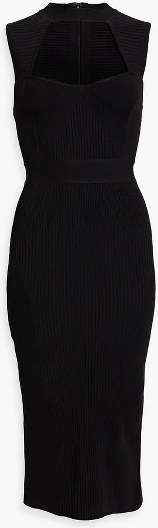 Cutout ribbed bandage midi dress