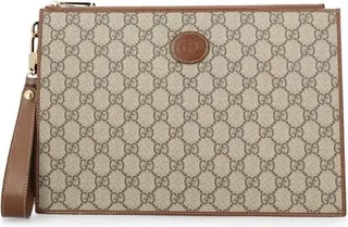Gucci Logo Jacquard Zipped Clutch Bag