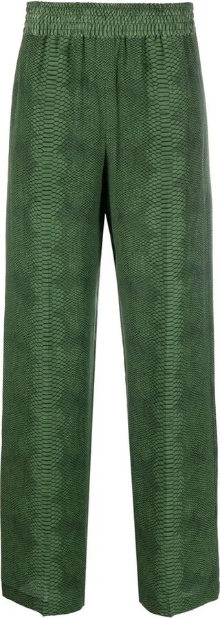 Snakeskin-Print Straight Trousers