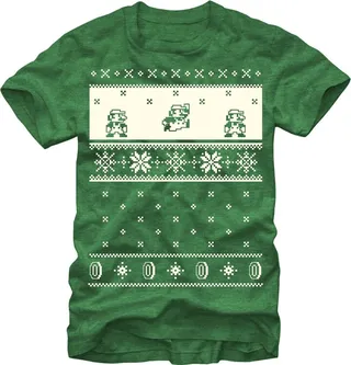 Men's Nintendo Christmas Sweater Mario T-Shirt - Kelly Heather - Medium