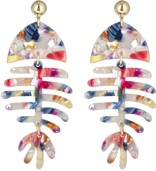 Luxe Collection Rainbow Fish Acrylic Drop Earrings