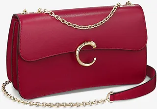 Womens Red Panthère de Chain Small Leather Cross-body bag