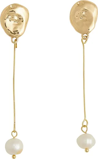 Kylie Imitation Pearl Linnear Drop Earrings