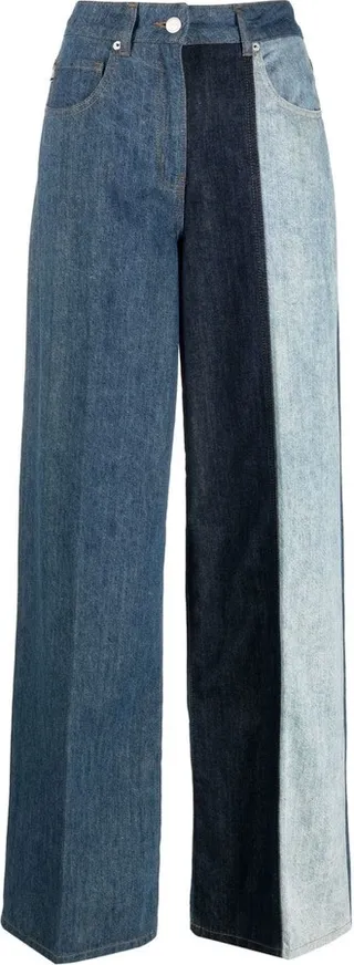 Colour-Block Wide-Leg Jeans