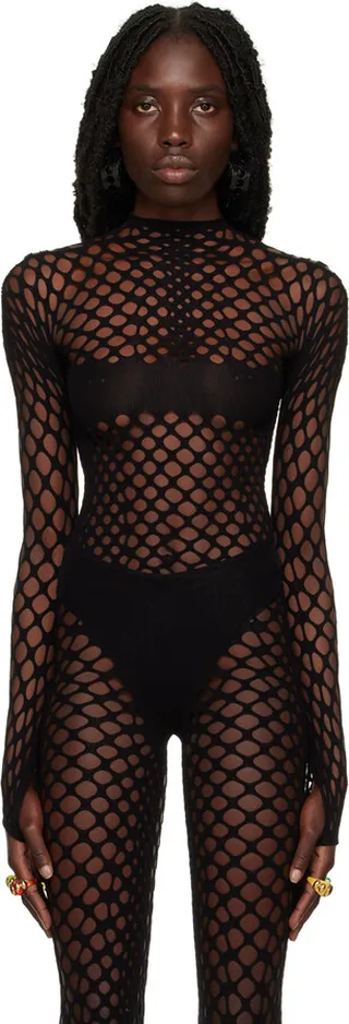 Jean Paul Gaultier Black Perforated Turtleneck