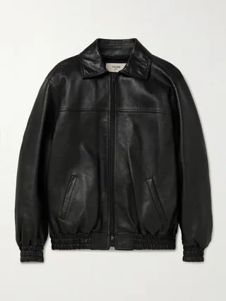 Fringed Logo-Embellished Leather Blouson Jacket