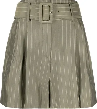 Stripe-Pattern Cotton Shorts