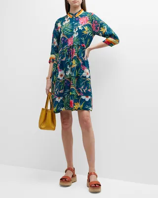 Belanca Tiered Botanical-Print Shift Dress