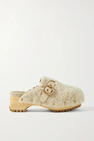 See By Chloé - Viviane Buckled Shearling Clogs - Cream