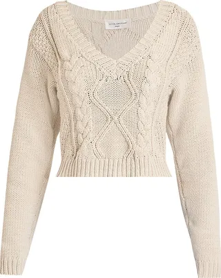 V-Neck Cable-Knit Sweater