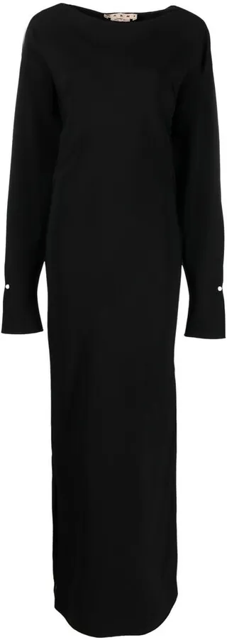 Buttoned-Cuff Crepe Dress