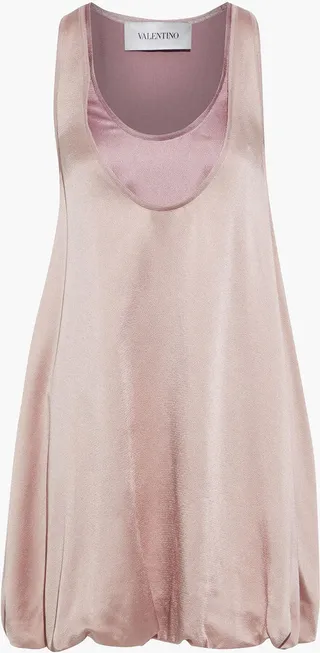 Layered hammered satin-crepe mini dress