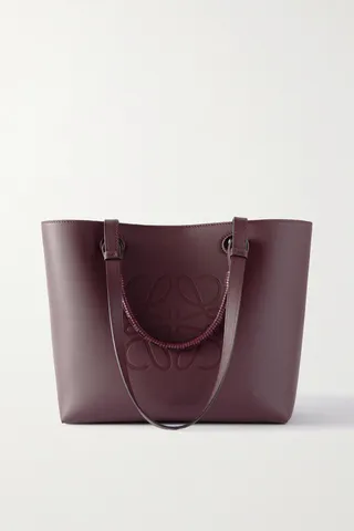Loewe - Anagram Small Debossed Leather Tote - Burgundy