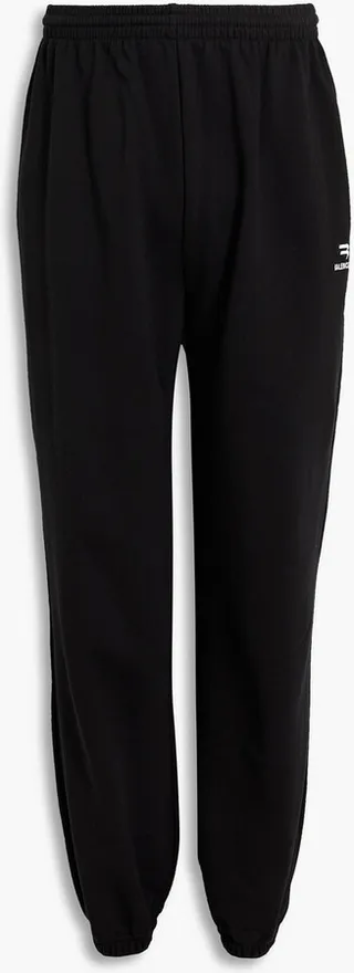 Embroidered cotton-fleece sweatpants