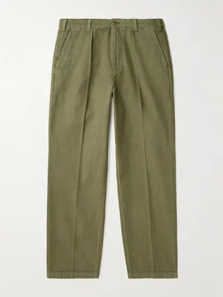 Eurythmics Straight-Leg Pleated Cotton-Twill Trousers