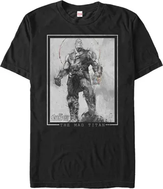 Men's Marvel Avengers: Infinity War Thanos Grayscale T-Shirt - Black - X Large