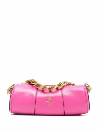 Chain-Link Leather Barrel Bag