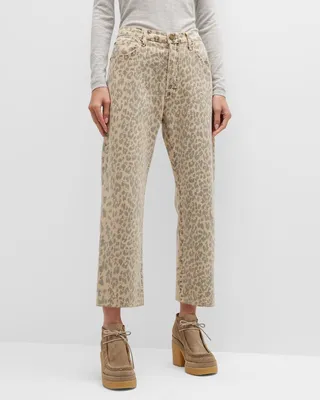 The Wayne Leopard Straight Ankle Jeans
