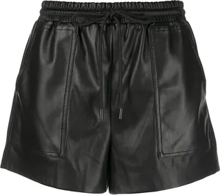Drawstring Faux-Leather Shorts