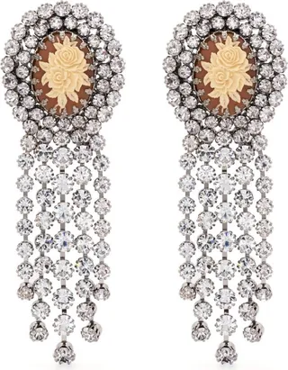 Cameo-Detail Crystal-Embellished Earrings