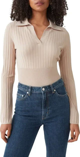 Long Sleeve Rib Polo