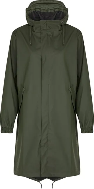 Rains Green Hooded Rubberised Parka