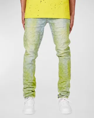 Men's Printed Over-Dye Skinny Jeans