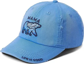 Life is Good Tie-Dye Mama Bear Sunwashed Chill Cap (Cornflower Blue) Caps