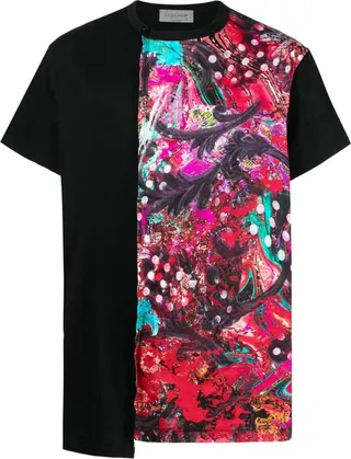 asymmetric-design cotton T-shirt