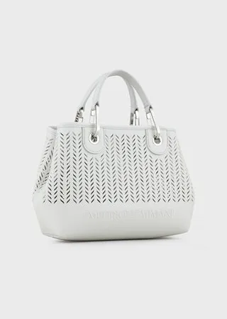 Armani Sustainability Values small MyEA shopper bag with perforated chevron motif