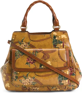 Derby Large Leather Framed Printed Satchel