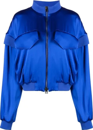 Silk Zip-Up Bomber Jacket