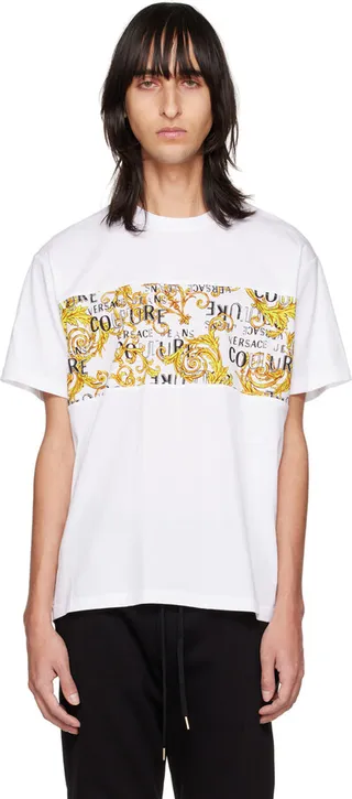 Versace Jeans Couture White Paneled T-Shirt